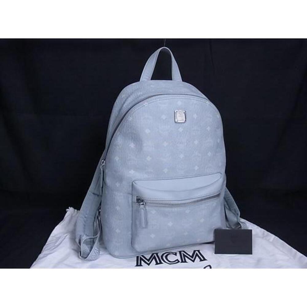 MCM Monogram Visetos Leather Backpack Rucksack Daypack Daypack Blue